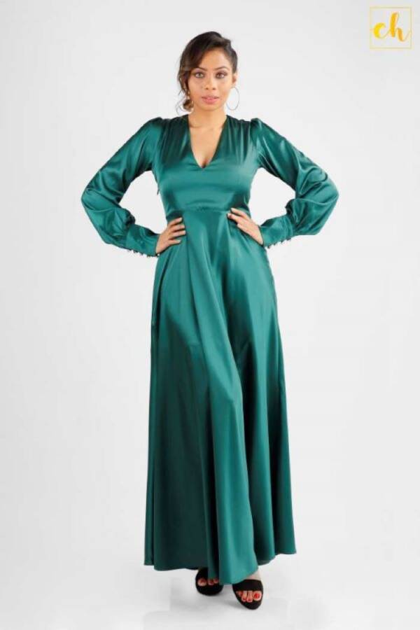 CH087 Long Sleeve Flared Dress - Image 2