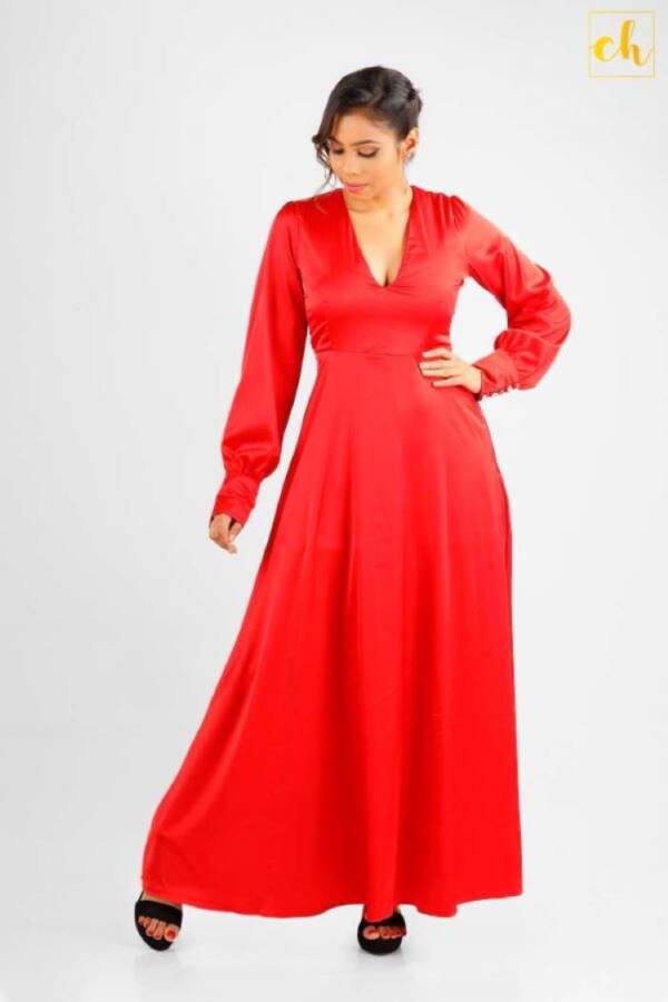 CH087 Long Sleeve Flared Dress