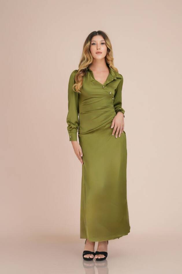 CH097 Side ruched wrap dress
