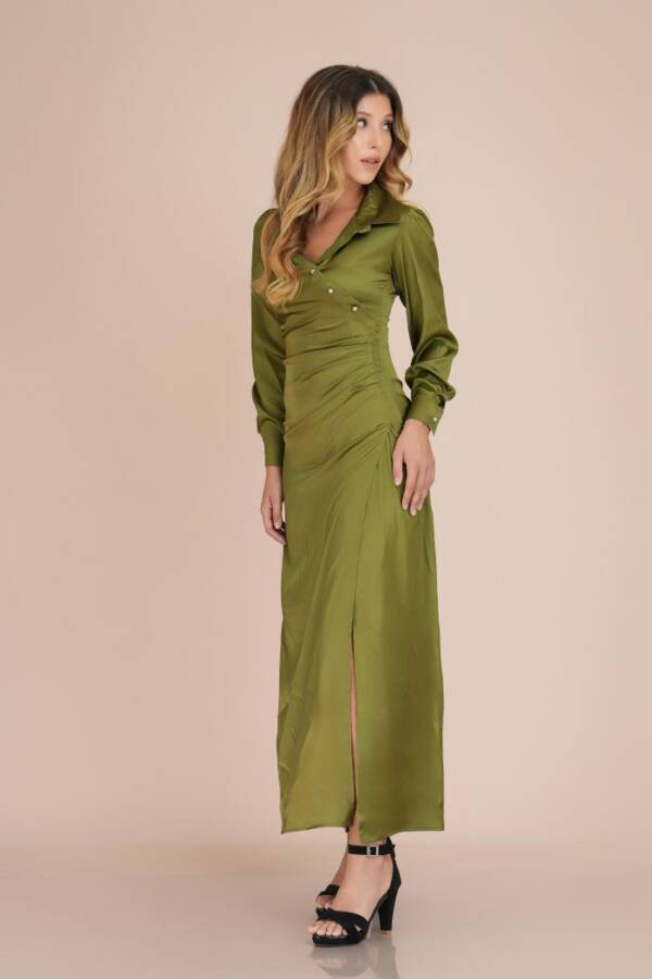 CH097 Side ruched wrap dress - Image 4